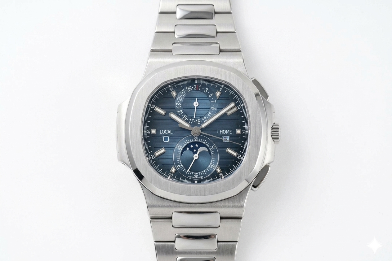 P1F Patek Philippe Nautilus 5990/1A Travel Time Chronograph Blue Dial