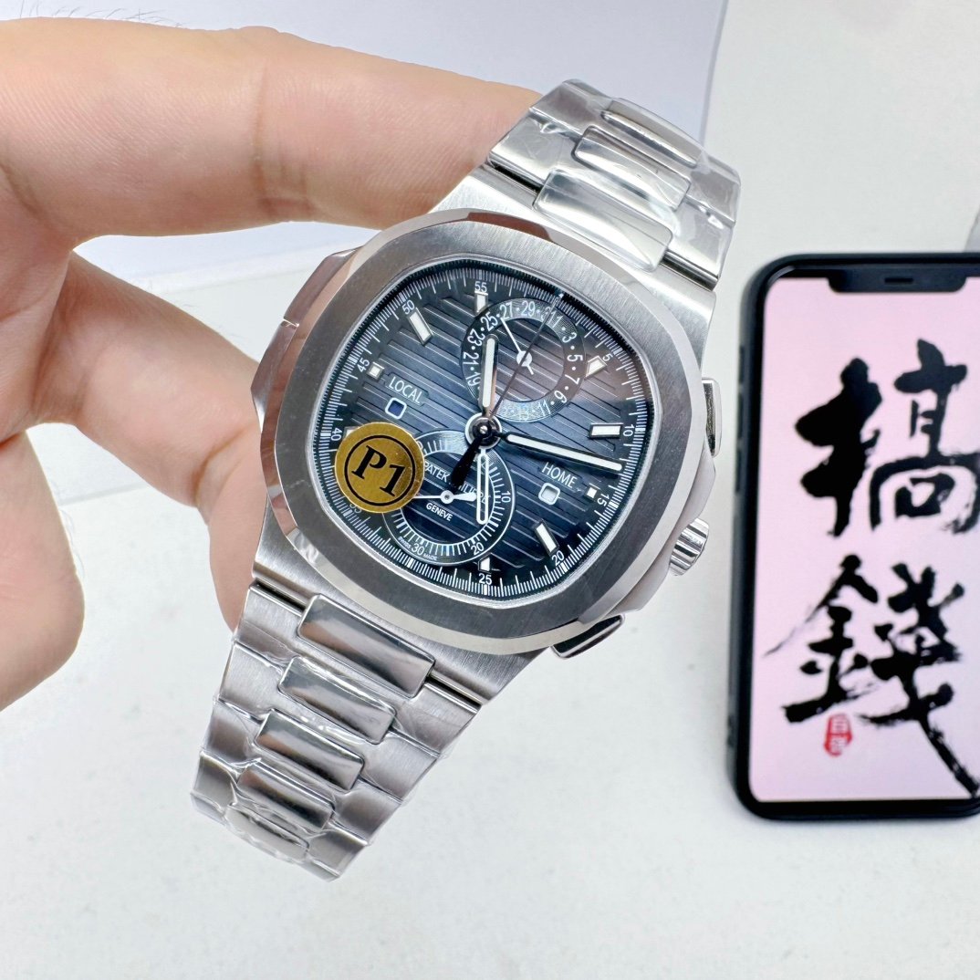 P1F Patek Philippe Nautilus 5990/1A Travel Time Chronograph Blue Dial - Image 5