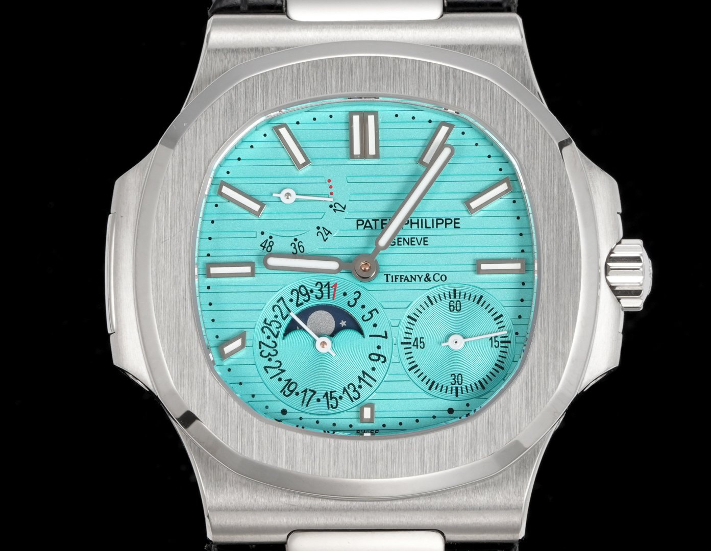 Patek Philippe Nautilus 5712R Tiffany Blue Dial Leather Strap - Image 4