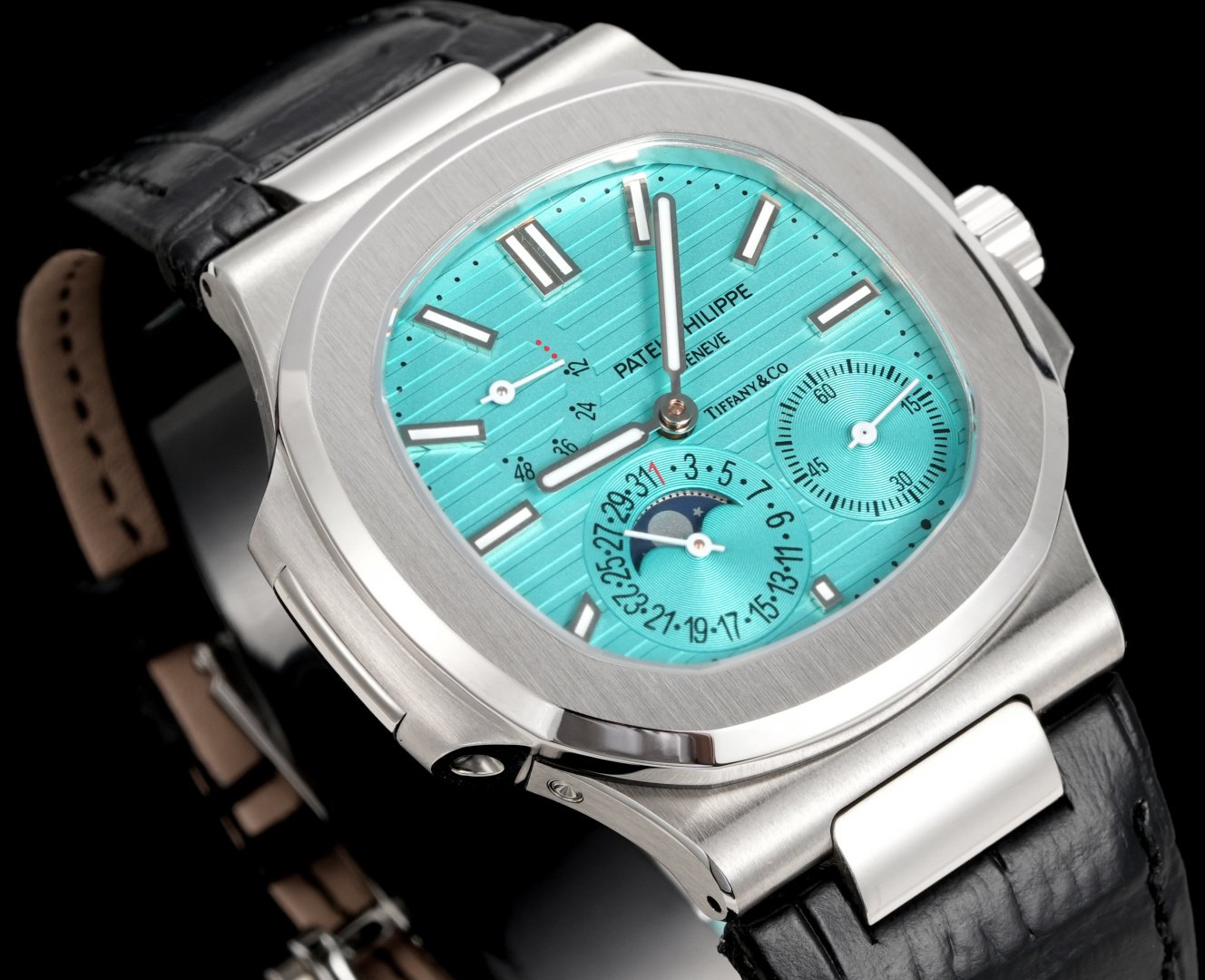 Patek Philippe Nautilus 5712R Tiffany Blue Dial Leather Strap - Image 6
