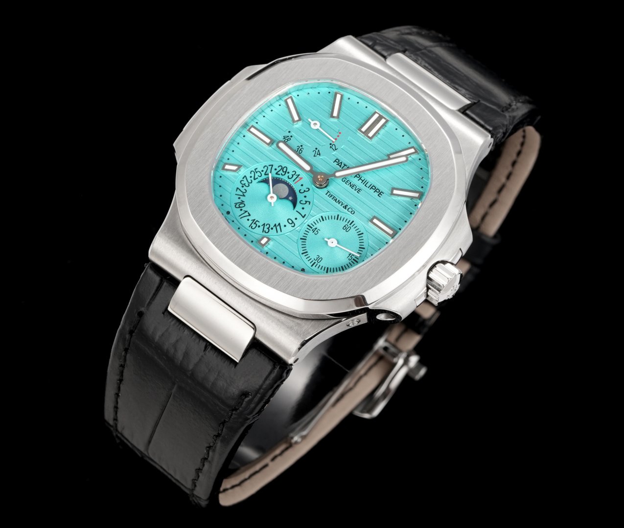 Patek Philippe Nautilus 5712R Tiffany Blue Dial Leather Strap - Image 9